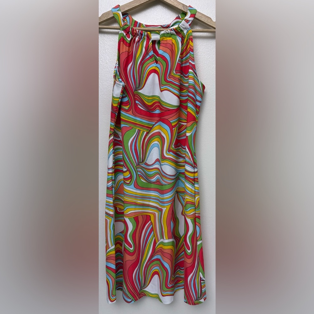 NWT JUDE CONNALLY Lisa Dress‎ RIBBON SWIRLS CORAL Sz S